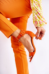 Women's Suede Sandals On A High Heel Orange Marconi