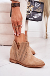 Openwork Boots On A Wedge Beige Melanie