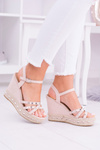 Women's Beige Sandals On Anchor Studs Amare