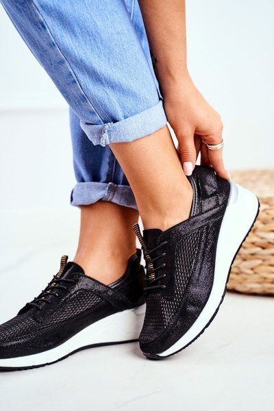 Women's Sports Shoes Leather Black Love Me