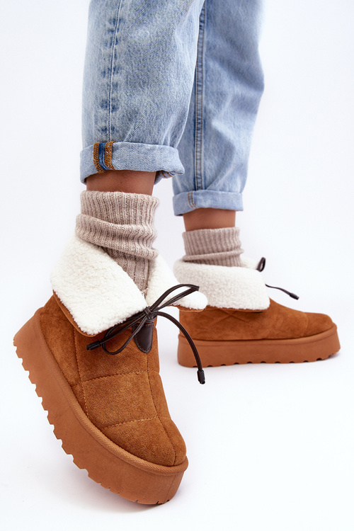 Women's Platform Snow Boots with Fur Camel Olimuka