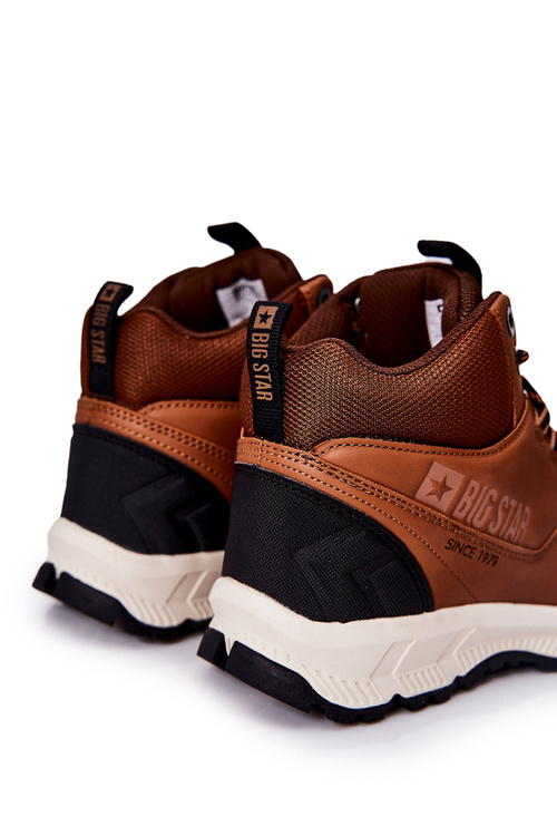 Buty Sportowe Skórzane Wysokie Big Star Brązowe II174179