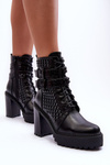 Leather Massive Boots With Heel Spikes Black Cadabra