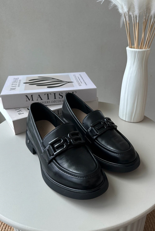 Elegant Black Leather Women's Moccasins Triana