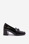Black Patent Leather Pumps With Ornament Samassa