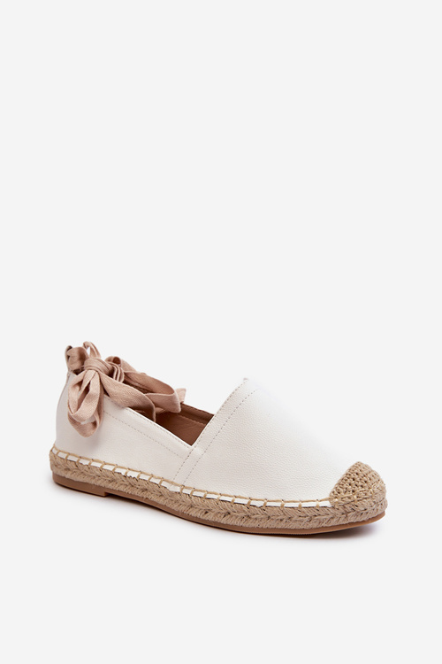 Lace-up Eco Leather Espadrilles White Ismanne