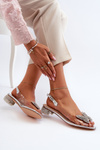 Transparent Sandals with Low Heel with Butterfly Pink Silver D&A MR38-388