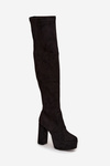 Knee high and platform boots eco suede black Amareen