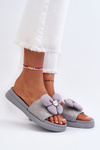 Women's Grey Sandals with Decoration on Low Platform Cedrella