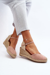Suede Espadrille Wedge Sandals with Braided Detail Pink Raylin