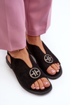Women's sandals with gold decoration eco suede S.Barski KV27-059 brown