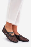 Mesh Flat Ballet Shoes With Straps Black Salliroe