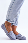 Mokasyny Damskie Zamsz Niebieskie Lenvie FT245