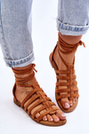 Women's Suede Roman Sandals Camel Sempre