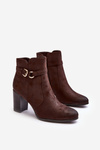 Women's Leather Boots On Heel With Buckle Brown Lasima