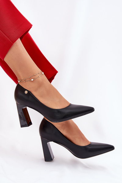 Elegant Heels On Block Heel Vinceza 62221 Black
