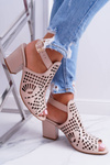 Laura Messi 1924 Leather Stiletto Sandals Beige Montoro