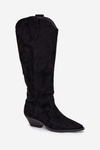 Insulated Cowboy Boots Heeled Made Of Eco Suede Black Jovianne