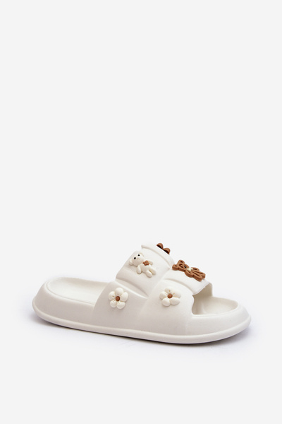 Klapki Piankowe Damskie Ozdoby Białe BG160P