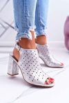 Women's Stiletto Sandals Openwork with Rhinestones Silver Hendrix