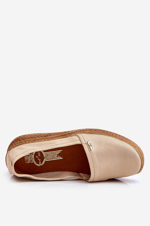 Women's Wedge Leather Espadrilles Beige & Gold Hadlee