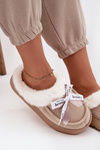 Women's slippers with fur and bow Beige Fenella