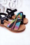 Children's Sandals With Sequins Black Becky