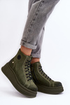 Leather Boots On Massive Platform Maciejka 06309-24 Olive
