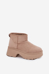 Women's Low Slip-On Snow Boots Lined With Fur Khaki Mavelle