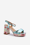 Women's Sandals with Flower Pattern D&A CR980 Blue