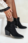 Insulated Cowboy Ankle Boots Eco Suede With Zipper Black Virtris