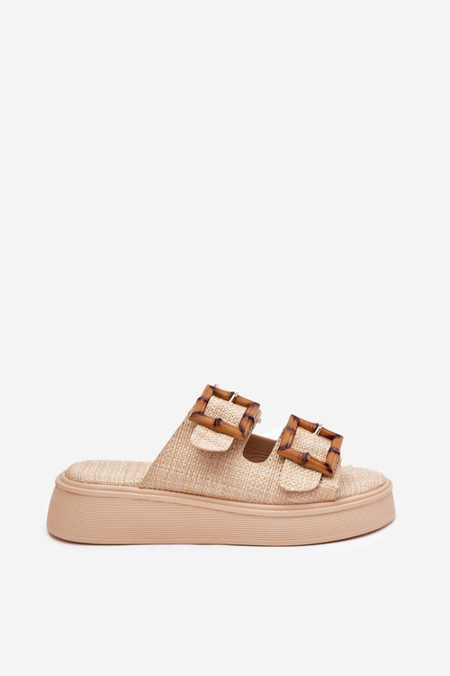 Women's Platform Sandals With Buckles Beige Xanivia