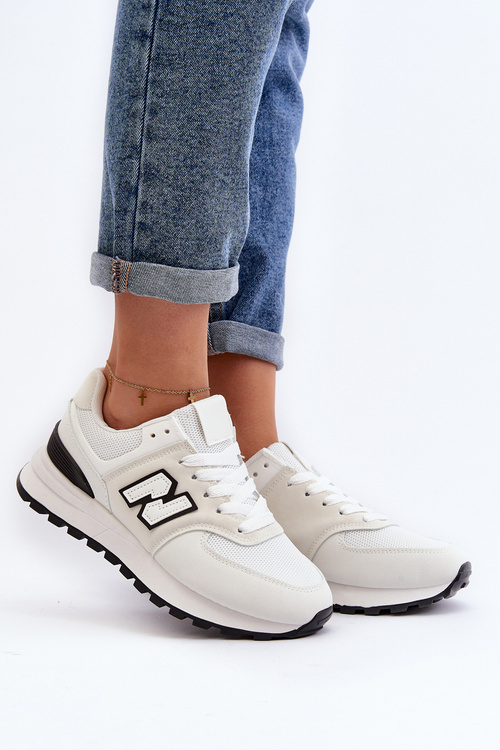 Sneakersy Buty Sportowe Damskie Białe Alettesa PC201