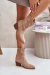 Cowboy Ankle Boots With Eco Suede Beige Narinae