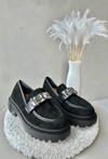 Women's Loafers with Ornamental Strap Black Nancille