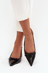 Patent Leather Heeled Pumps With Bow Black Olvena