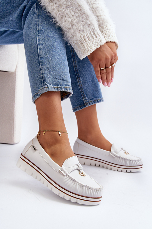 Women's White Platform Moccasins Railav