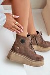 Suede Ankle Boots On A Chunky Platform Maciejka 06309-02 Dark Brown