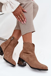 Women's Ankle Boots Made of Natural Suede with Heel Insulated Vinceza 66806 Camel