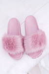 Women's Flip Flops With Fur Bright Pink Fur