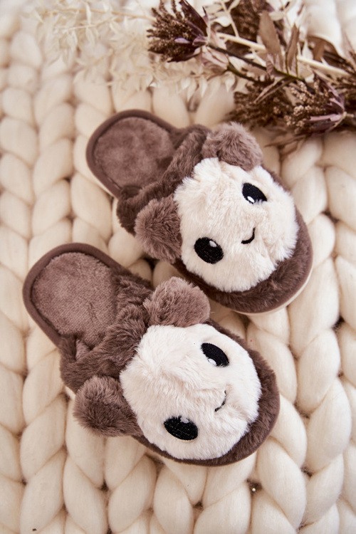 Papcie Dziecięce Futrzane Wsuwane Brązowe Alize