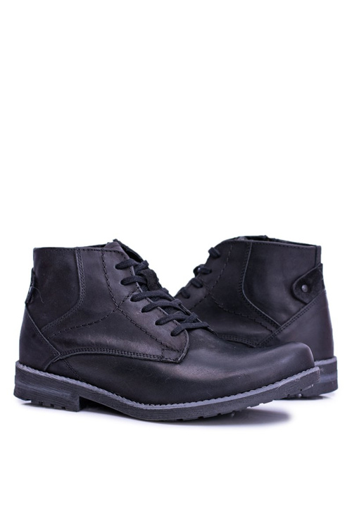 Men's Leather Boots With Zipper Warmed Black Komodo 731