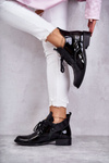 Laquered Booties Laced Boots Nicole 2781 Black