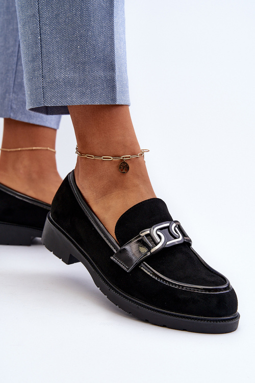 Mokasyny Damskie Zamszowe Czarne S.Barski HY350A