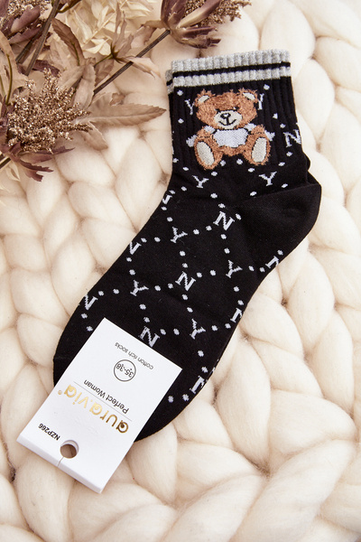 Women's Socks with Bear Black