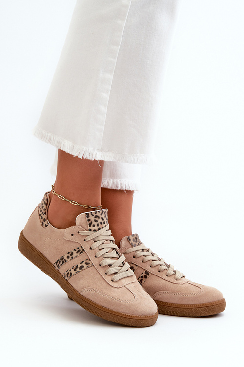 Zazoo N1068 Suede Low Women's Sneakers Beige