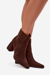 Women's Block Heels Ankle Boots Made of Eco Suede Chocolate Inessa