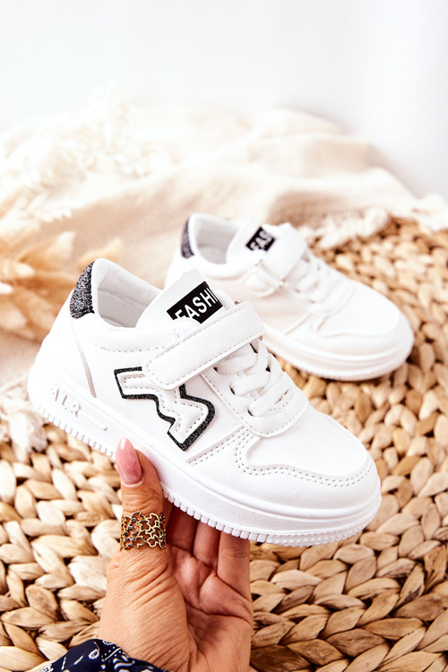 Children's Sports Shoes With Velcro White Black Santi