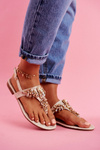 Women's Sandals Elegant Flip-flops With Crystals Gold Under Control