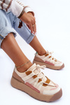 Buty Sportowe Damskie Zamsz Platforma Beżowe Rohan BL391P
